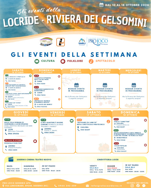 Calendario Eventi Locride della  settimana